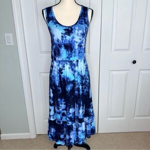 Jason Wu Women’s Small Petite tie dye Blue Sleeveless Midi pockets Dress Rayon